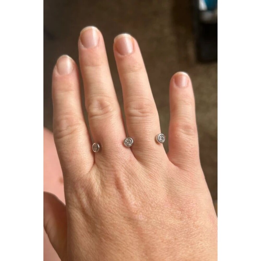 925 Sterling Silver Open Cuff Double Ring